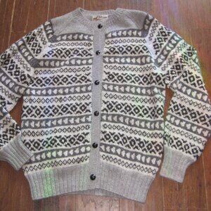 vtg Fotrama 100 alpaca wool cardigan made in bolivia gray black tan aztec large